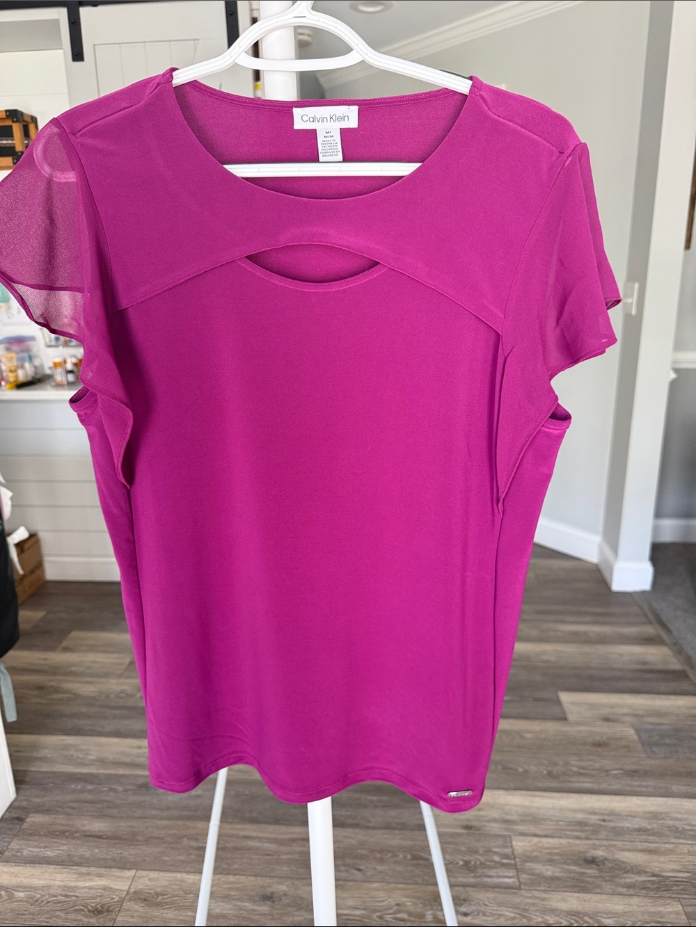 Calvin Klein Fuchsia Cutout Short Sleeve Top